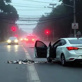 carro derruba poste