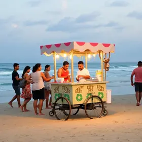 negócio de sorvete no coco